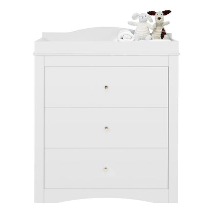 Changing Table Dresser Baby Diaper Change Station with 3 Drawers White