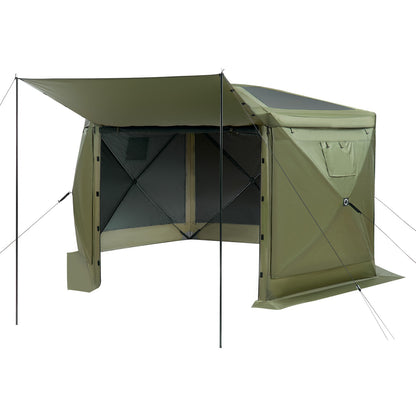 Pop up Gazebo Screen Tent, 12 x 12 ft Large 6-Sided Camping Canopy Tent with Removable Top & Carry Bag, Quick-Set & Bite-Proof, Screen House Sun Shelter for 8-10 Persons Backyard Patio, Green