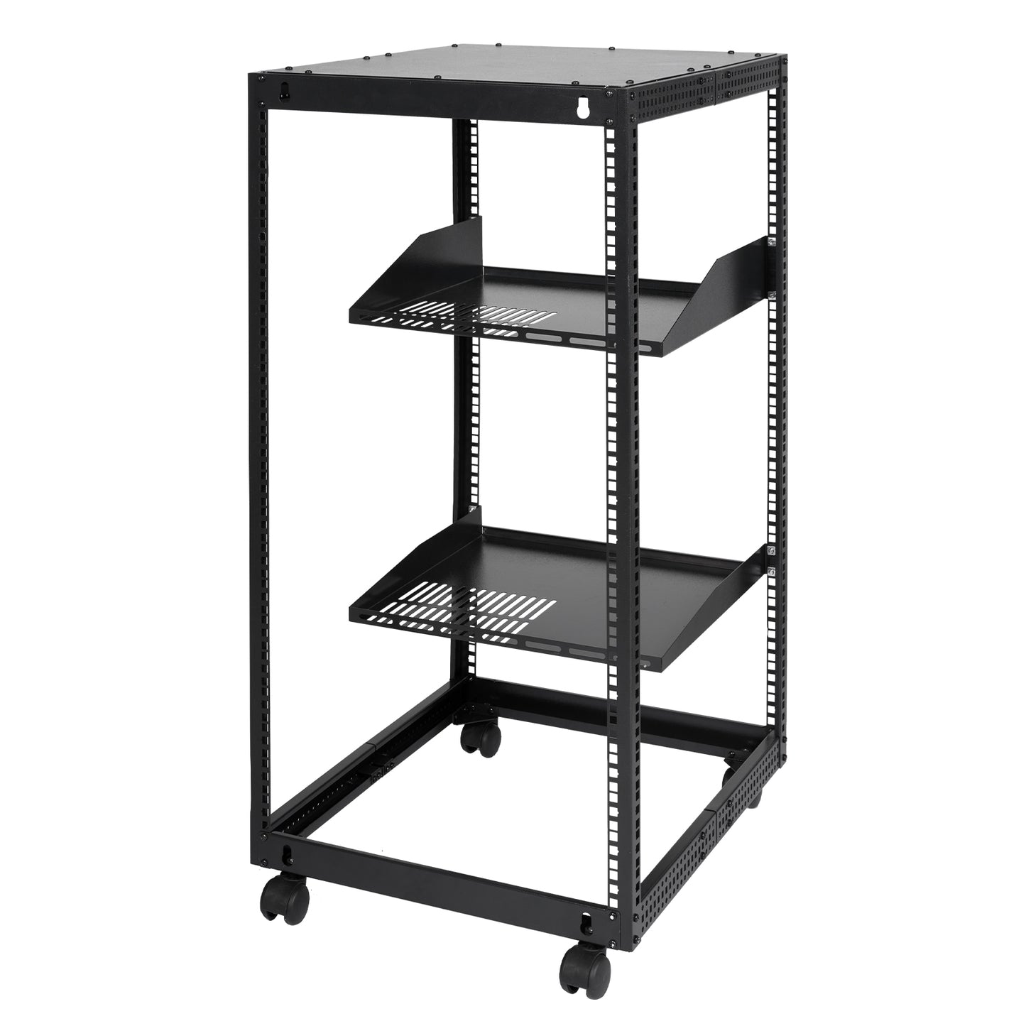 20U Open Frame Server Rack, 15''-40'' Adjustable Depth, Free Standing or Wall Mount Network Server Rack, 4 Post AV Rack with Casters, Holds All Your Networking IT Equipment AV Gear Router Modem