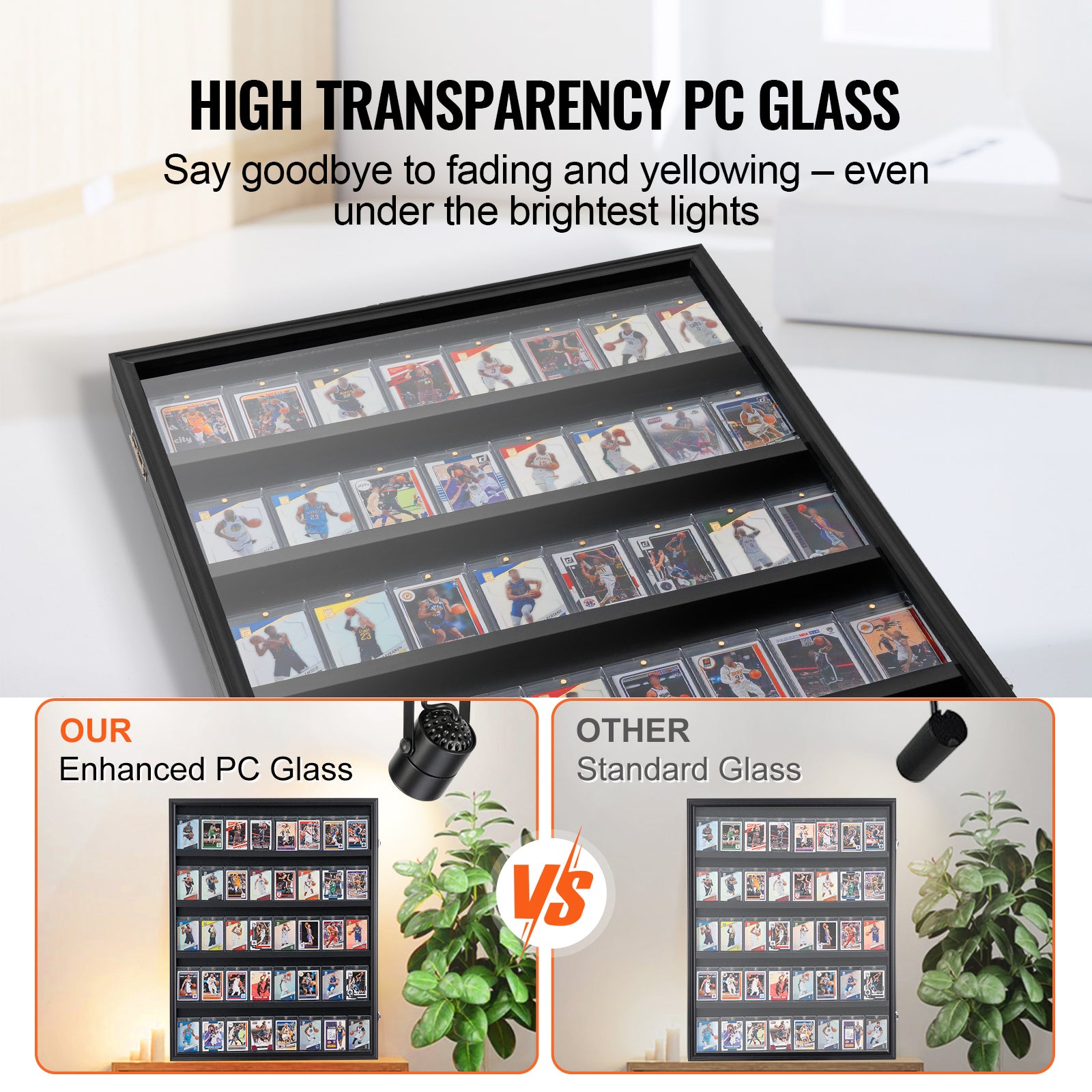 Black Metal Sports Card Display Case - Holds 35 Cards for Living Room