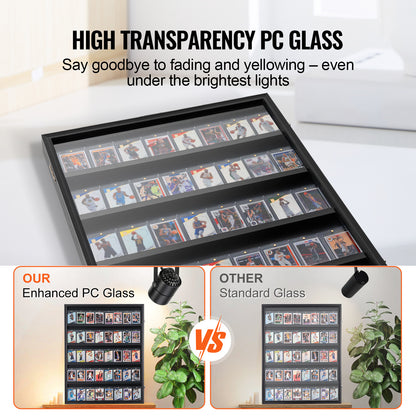 Black Metal Sports Card Display Case - Holds 35 Cards for Living Room