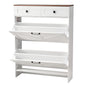 Shoe Cabinet with 2 Flip Drawers, Farmhouse Shoes Storage Cabinet with 2 Drawers and Anti-Tipping Device, Freestanding Shoe Organizer Ideal for Entryway, Hallway, Bedroom, Living Room, White