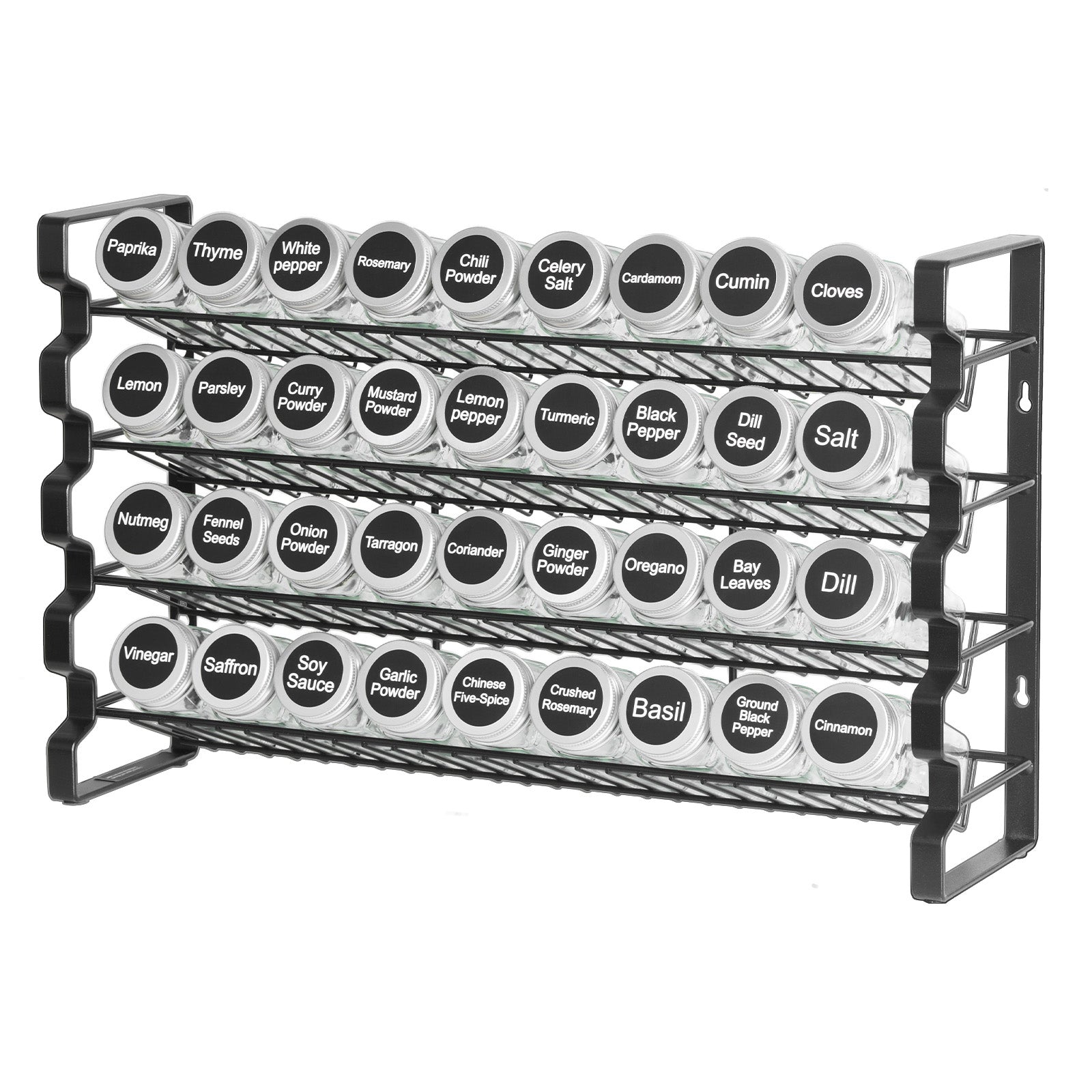 Black Iron Spice Rack Organizer - 18.23 x 4.65 x 11.10