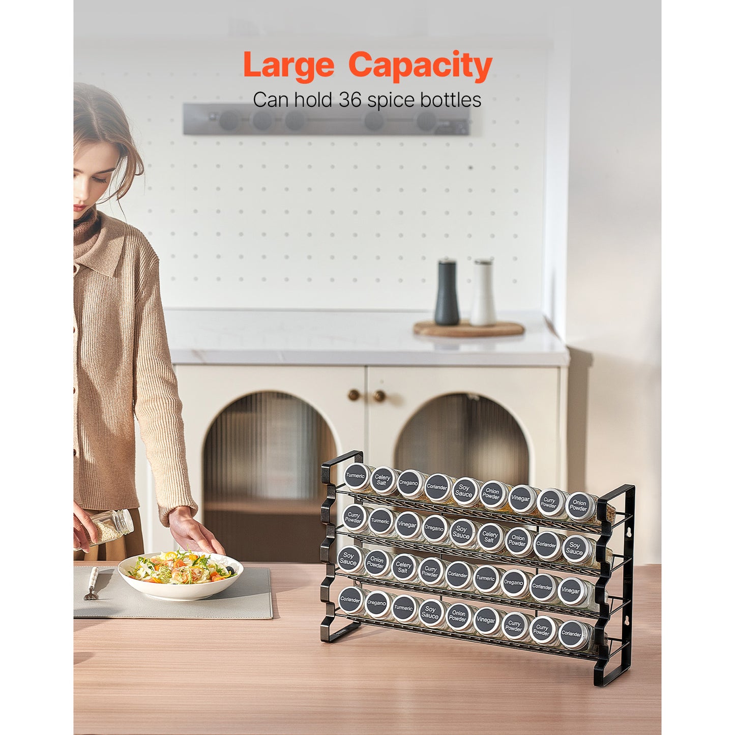 Black Iron Spice Rack Organizer - 18.23 x 4.65 x 11.10