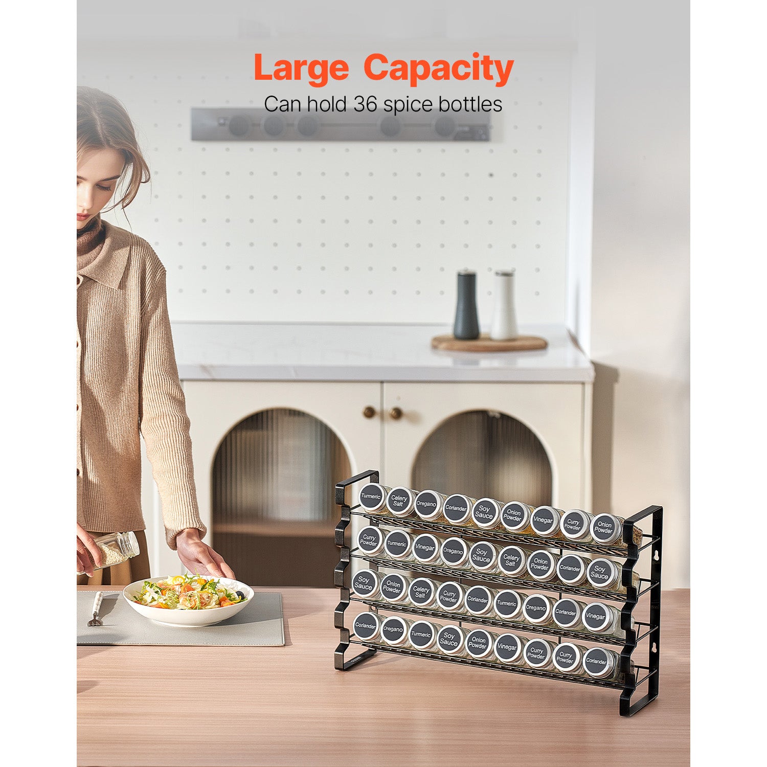 Black Iron Spice Rack Organizer - 18.23 x 4.65 x 11.10