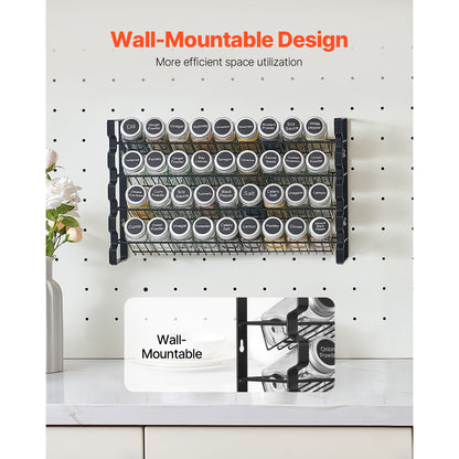 Black Iron Spice Rack Organizer - 18.23 x 4.65 x 11.10