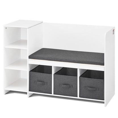White Wood Kids Reading Nook Bench - Storage & Toy Box