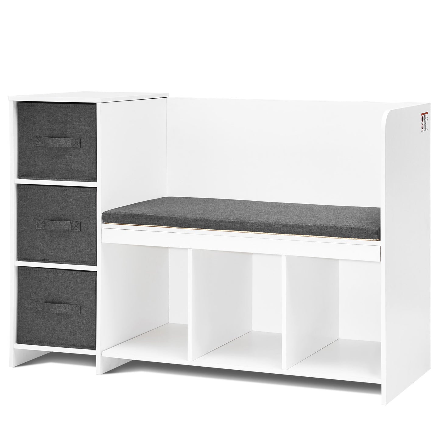 White Wood Kids Reading Nook Bench - Storage & Toy Box