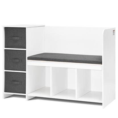 White Wood Kids Reading Nook Bench - Storage & Toy Box
