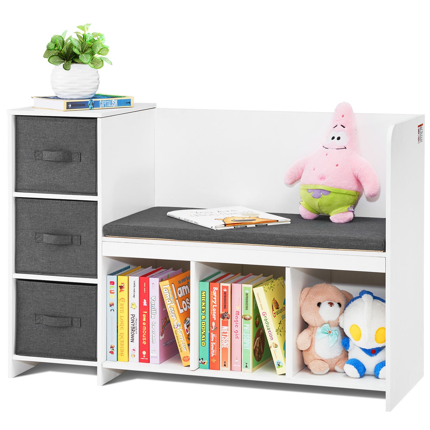 White Wood Kids Reading Nook Bench - Storage & Toy Box