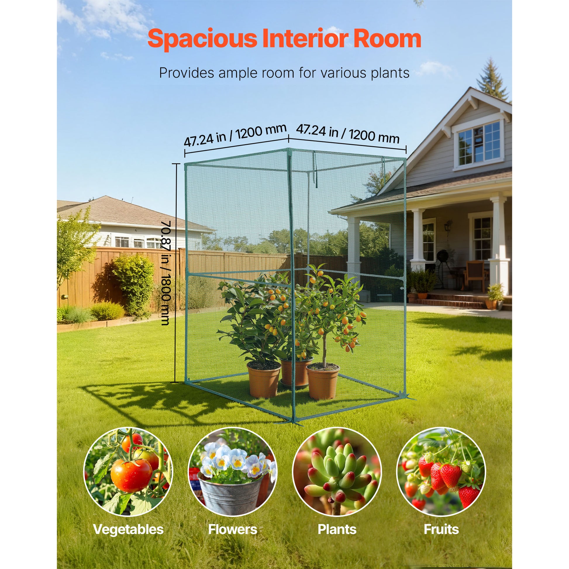Black Green Plant Protection Cage - 3.9 x 3.9 ft Outdoor Garden Tent
