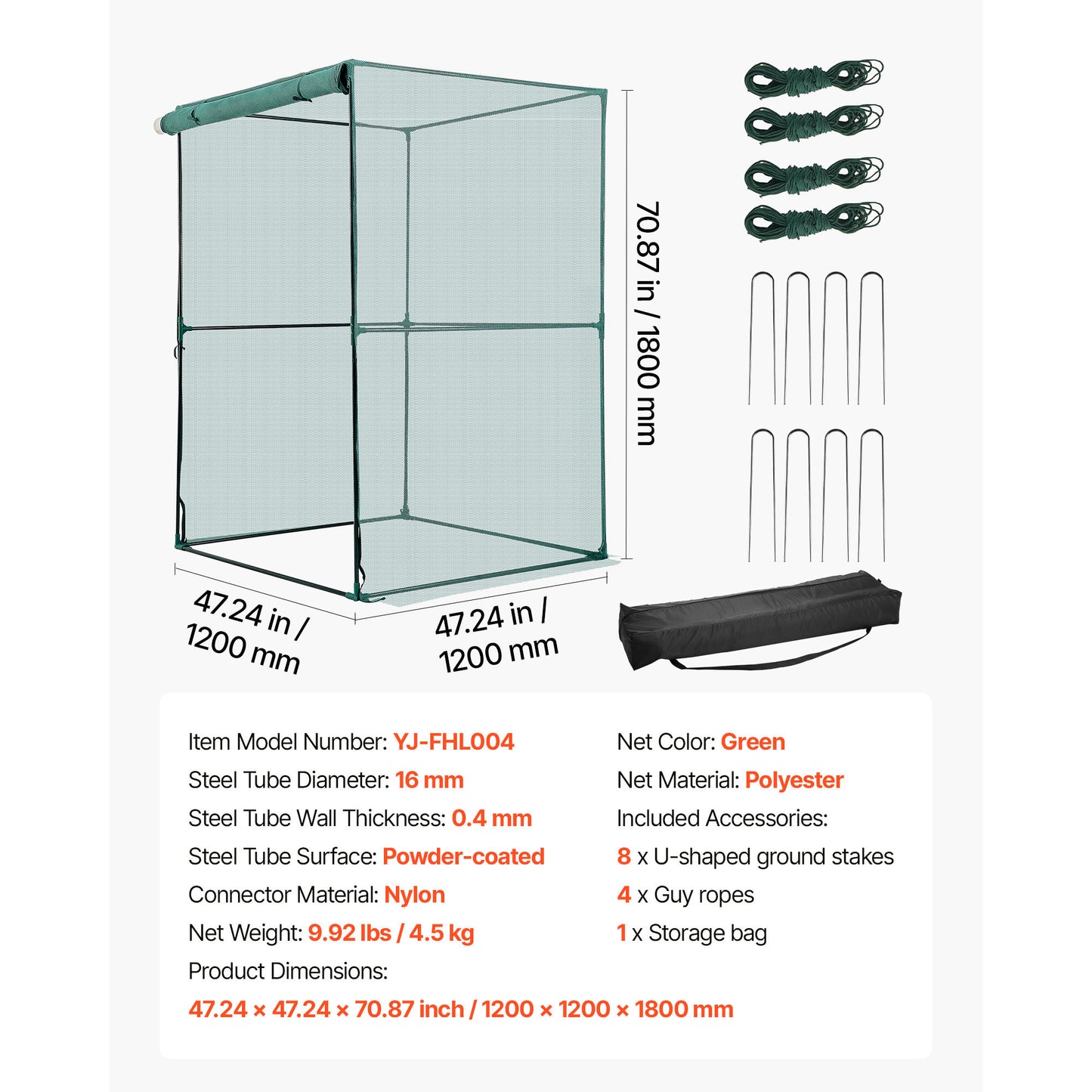 Black Green Plant Protection Cage - 3.9 x 3.9 ft Outdoor Garden Tent