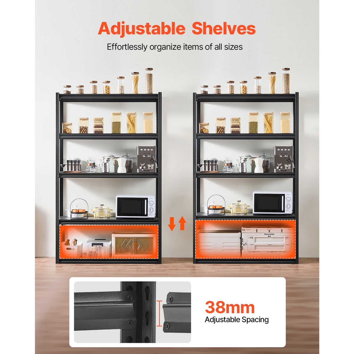 Tall Carbon Steel Garage Shelving Unit - 5 Tier
