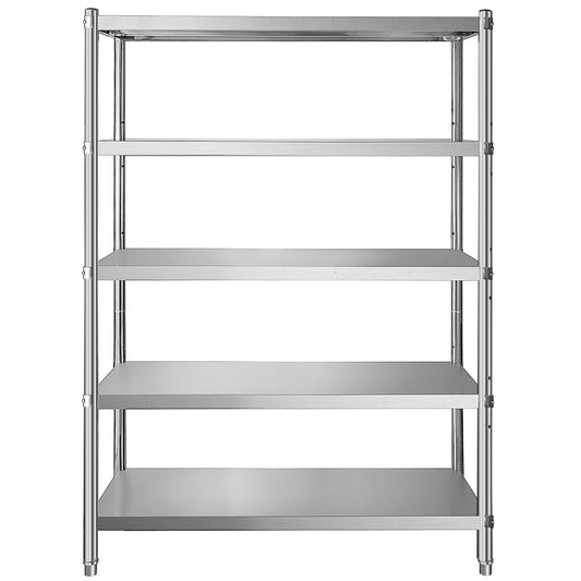 Stainless Steel Shelves 47.5x18 Inch 5 Tier Adjustable Shelf Storage Unit Stainless Steel Rack Shelving Heavy Duty Shelving for Kitchen Commercial Office Garage Storage 330lb Per Shelf
