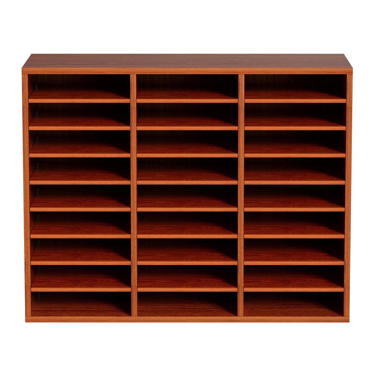 Brown Particle Board Mail Center Organizer with Adjustable Shelves for Living Room