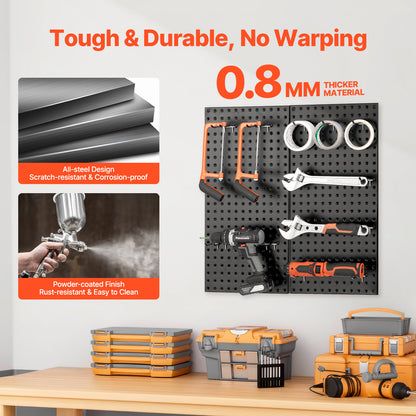 Heavy Duty Black Metal Pegboard Wall Organizer for Garage Tools for Living Room