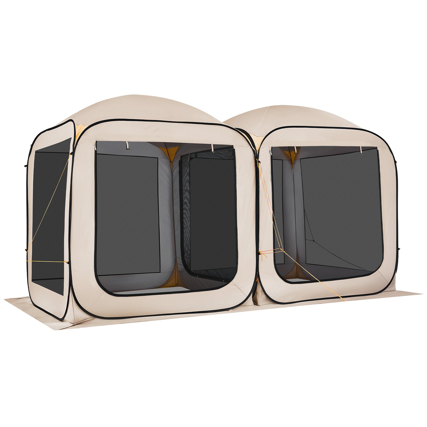 Beige Steel Screen House Tent for Garden and Poolside Retreat