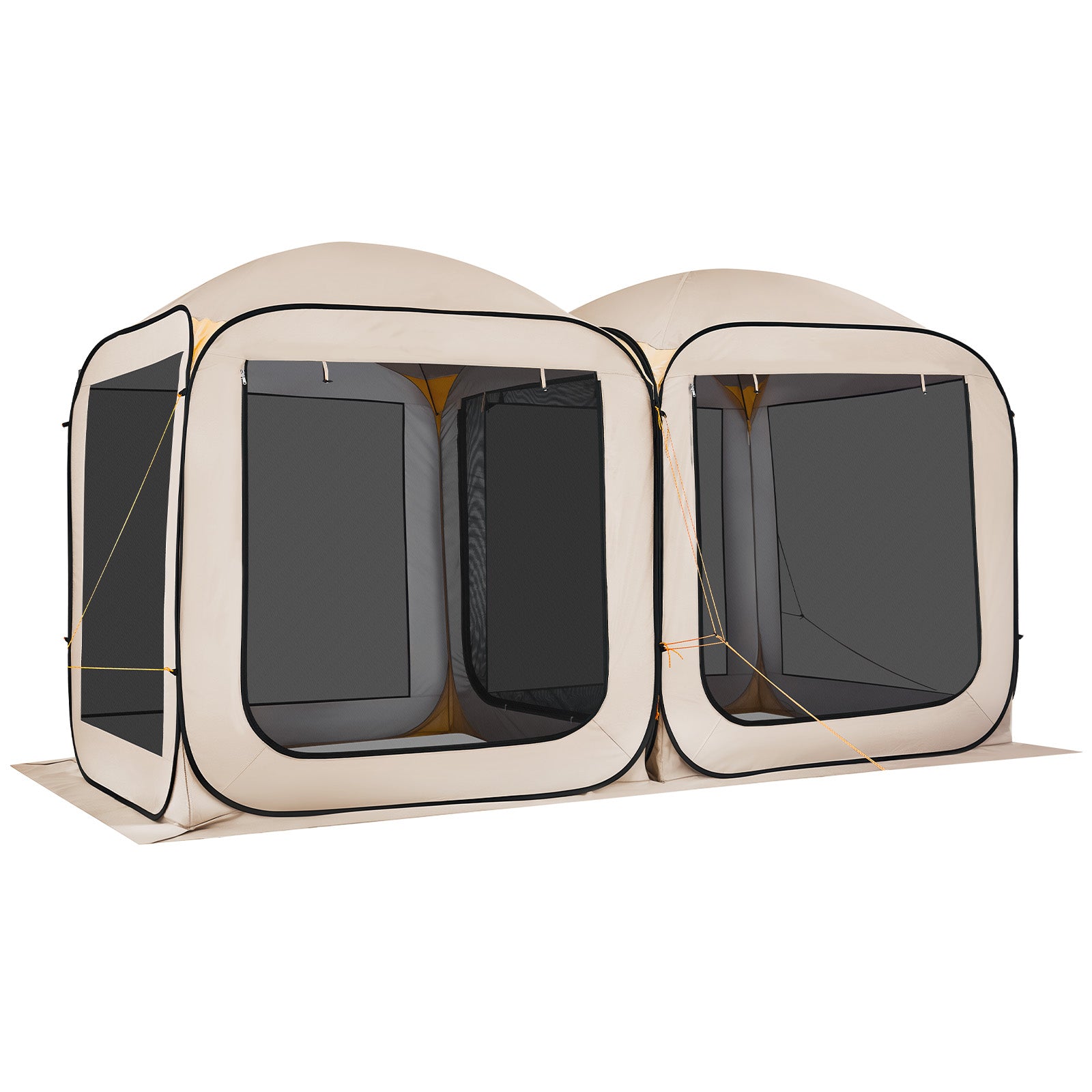 Beige Steel Screen House Tent for Garden and Poolside Retreat