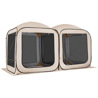 Beige Steel Screen House Tent for Garden and Poolside Retreat