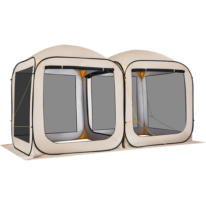 Screen House Tent, 12 x 6 ft, 2 in 1 Pop Up Screen Tent, Portable Screened in Canopy with Carry Bag, Netting Sides, Ground Stakes, for Garden, Patio, Backyard, and Outdoor Activities, Beige