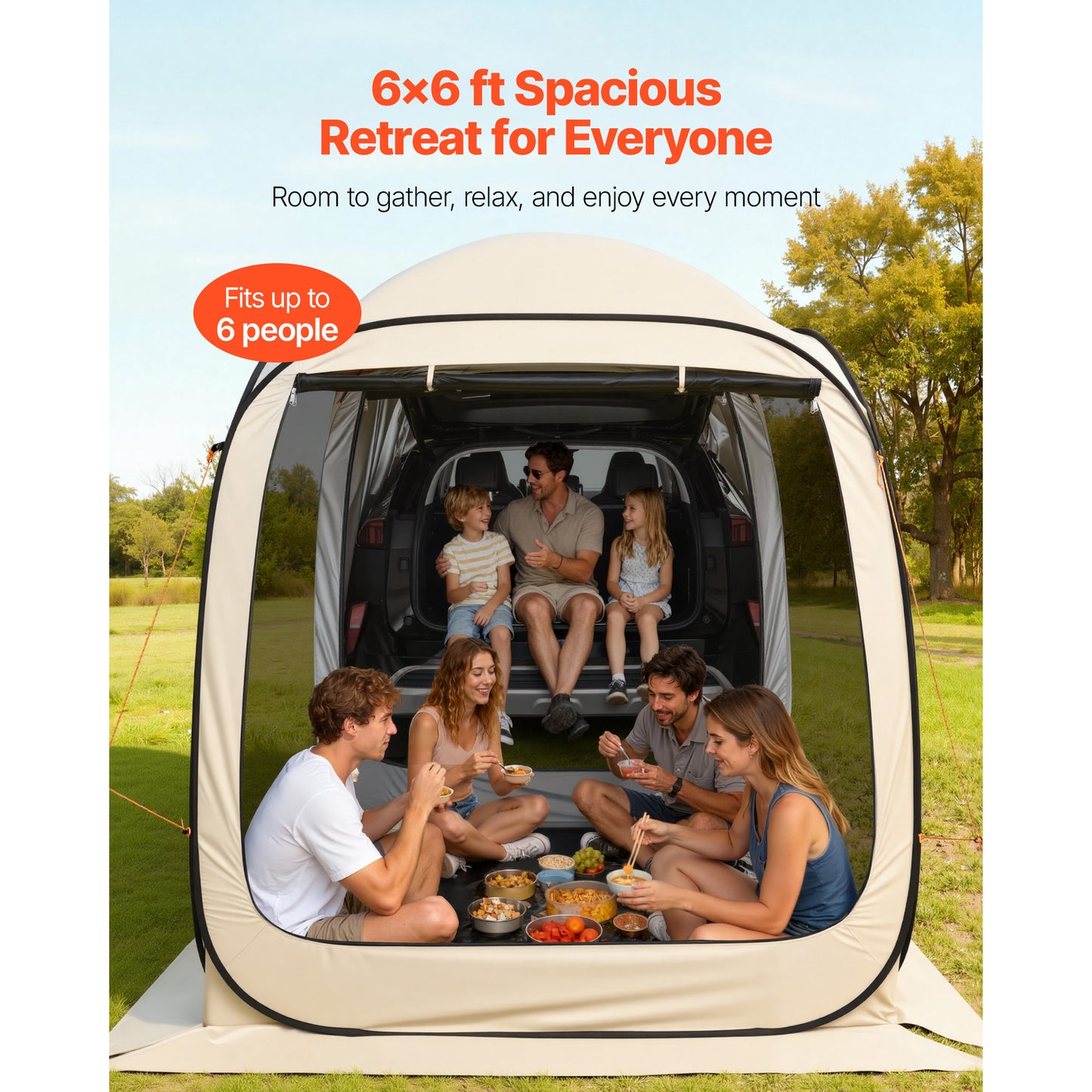 6x6 ft Screen House Tent - Beige Steel Pop Up Canopy