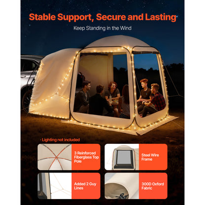 6x6 ft Screen House Tent - Beige Steel Pop Up Canopy