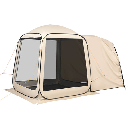 Screen House Tent, 6 x 6 ft, 4-6 Person Pop Up SUV Tailgate Tent, Portable Screened in Canopy with Carry Bag, Netting Sides, for Car Camping, Garden, Patio, Backyard, Outdoor Activities, Beige