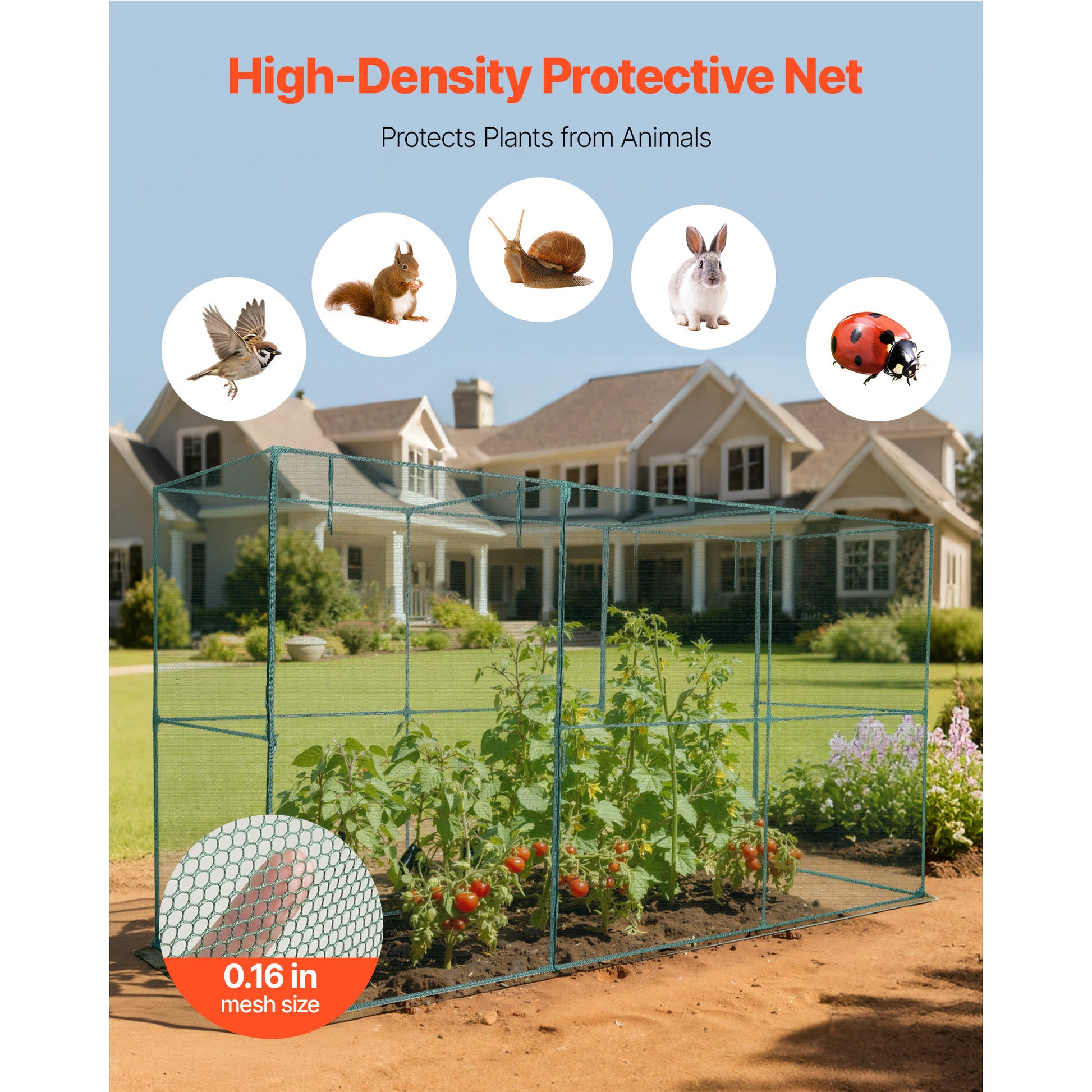 Wind-Resistant Crop Cage - 140" x 47" Plant Protection Tent