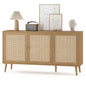 Sideboard Buffet Cabinet with 3 Rattan Doors,Modern Kitchen Storage Console Cabinet for Entryway Living Room (Large,Natural)