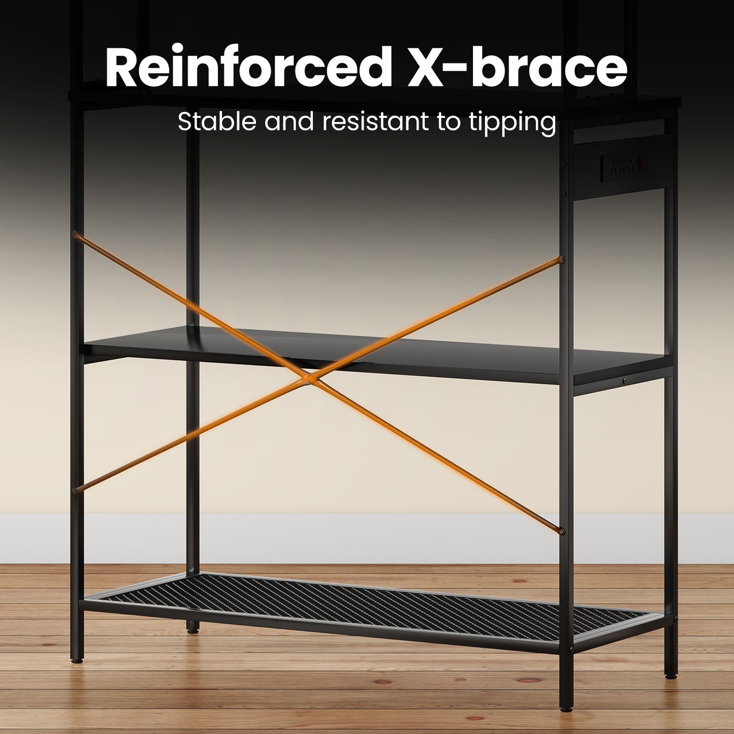 5-Tier Black Kitchen Storage Rack - Microwave Stand & Coffee Bar