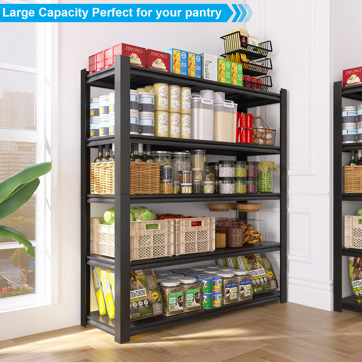 Heavy Duty 5-Shelf Metal Storage Rack - Black