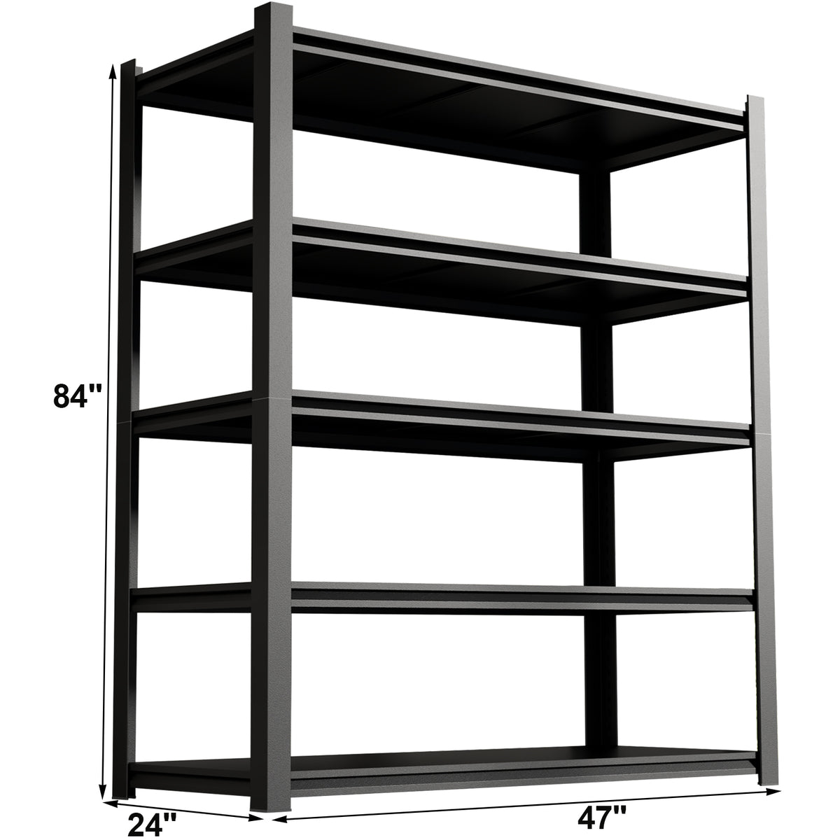 Heavy Duty 5-Shelf Metal Storage Rack - Black
