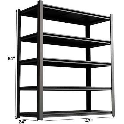 Heavy Duty 5-Shelf Metal Storage Rack - Black