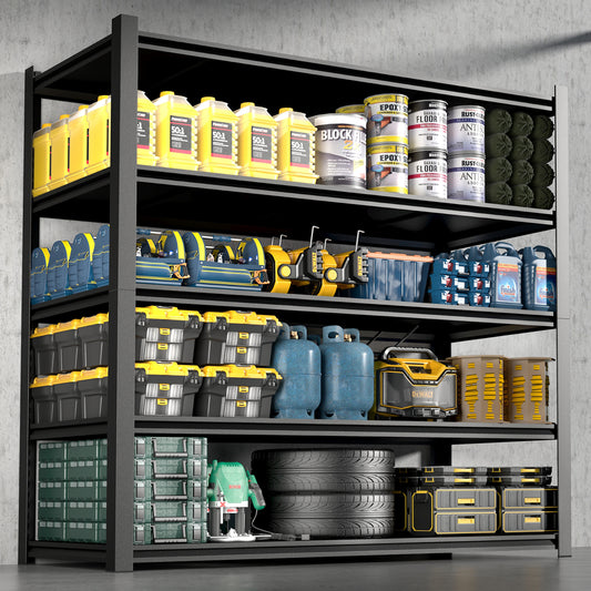 83.86" Steel Storage Shelves, Heavy Duty 5-Layer Adjustable Rack, Waterproof & Moistureproof Garage Shelf for Warehouse Industrial Food Pantry Storage