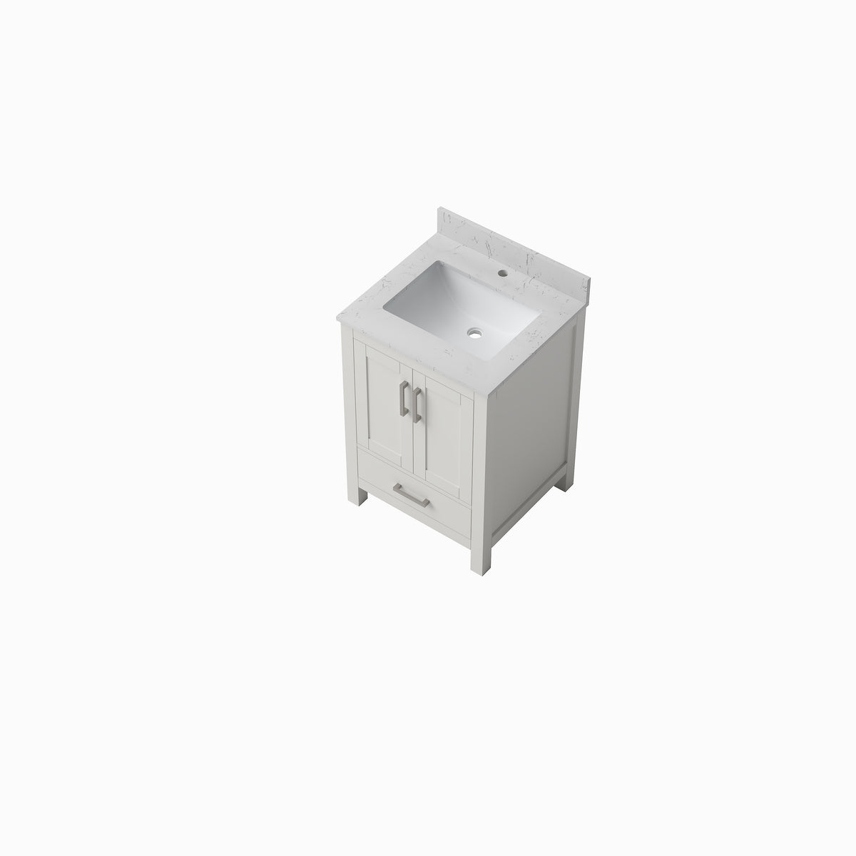 White Bathroom Vanity with Sink - Storage Cabinet