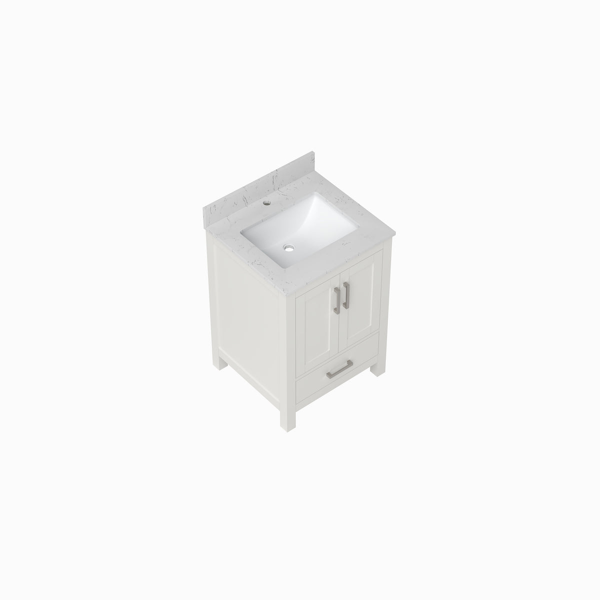 White Bathroom Vanity with Sink - Storage Cabinet