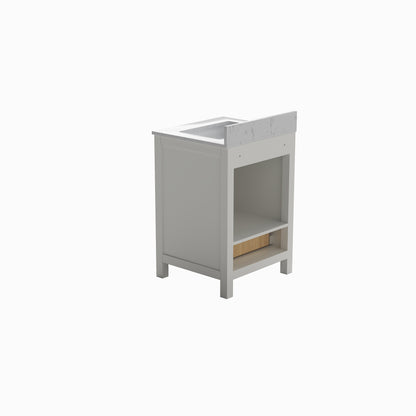 White Bathroom Vanity with Sink - Storage Cabinet