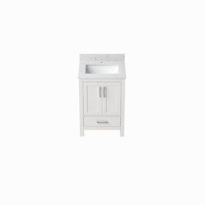 23" Bathroom Vanity with Sink, Bathroom Storage Vanity Sink Cabinet with 2 Doors ＆ 1 Drawer, Wooden Freestanding White Bathroom Cabinet with  Faucet Hole