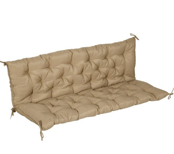 Khaki Tufted 3-Seat Swing Bench Cushion - Outdoor Patio Sofa Replacement
