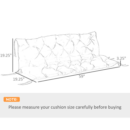 Khaki Tufted 3-Seat Swing Bench Cushion - Outdoor Patio Sofa Replacement