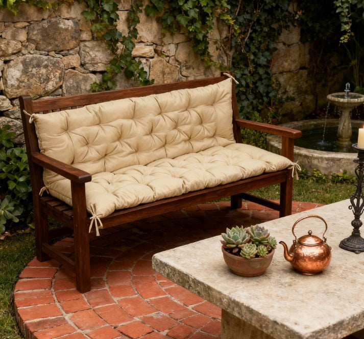 Khaki Tufted 3-Seat Swing Bench Cushion - Outdoor Patio Sofa Replacement