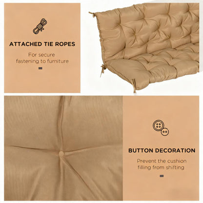 Khaki Tufted 3-Seat Swing Bench Cushion - Outdoor Patio Sofa Replacement