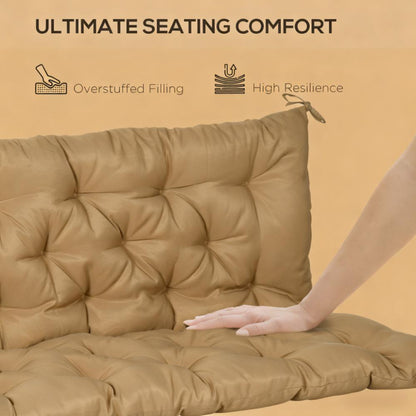 Khaki Tufted 3-Seat Swing Bench Cushion - Outdoor Patio Sofa Replacement