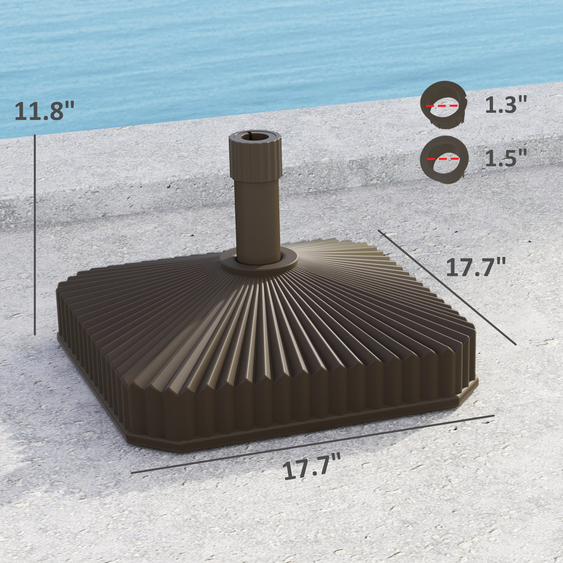 Heavy Duty Outdoor Umbrella Stand Base - Brown HDPE