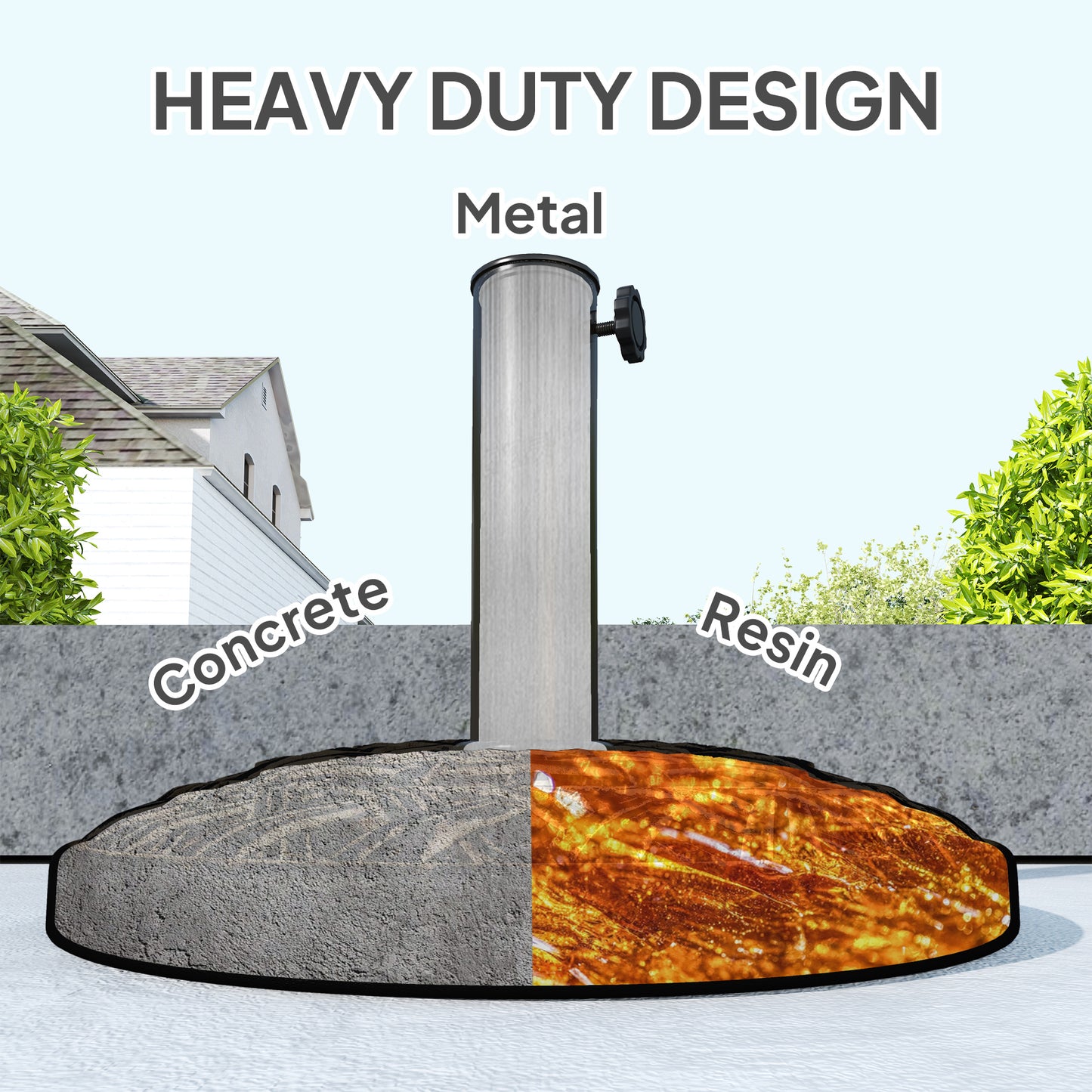 Bronze Concrete Outdoor Umbrella Stand - Resin Base