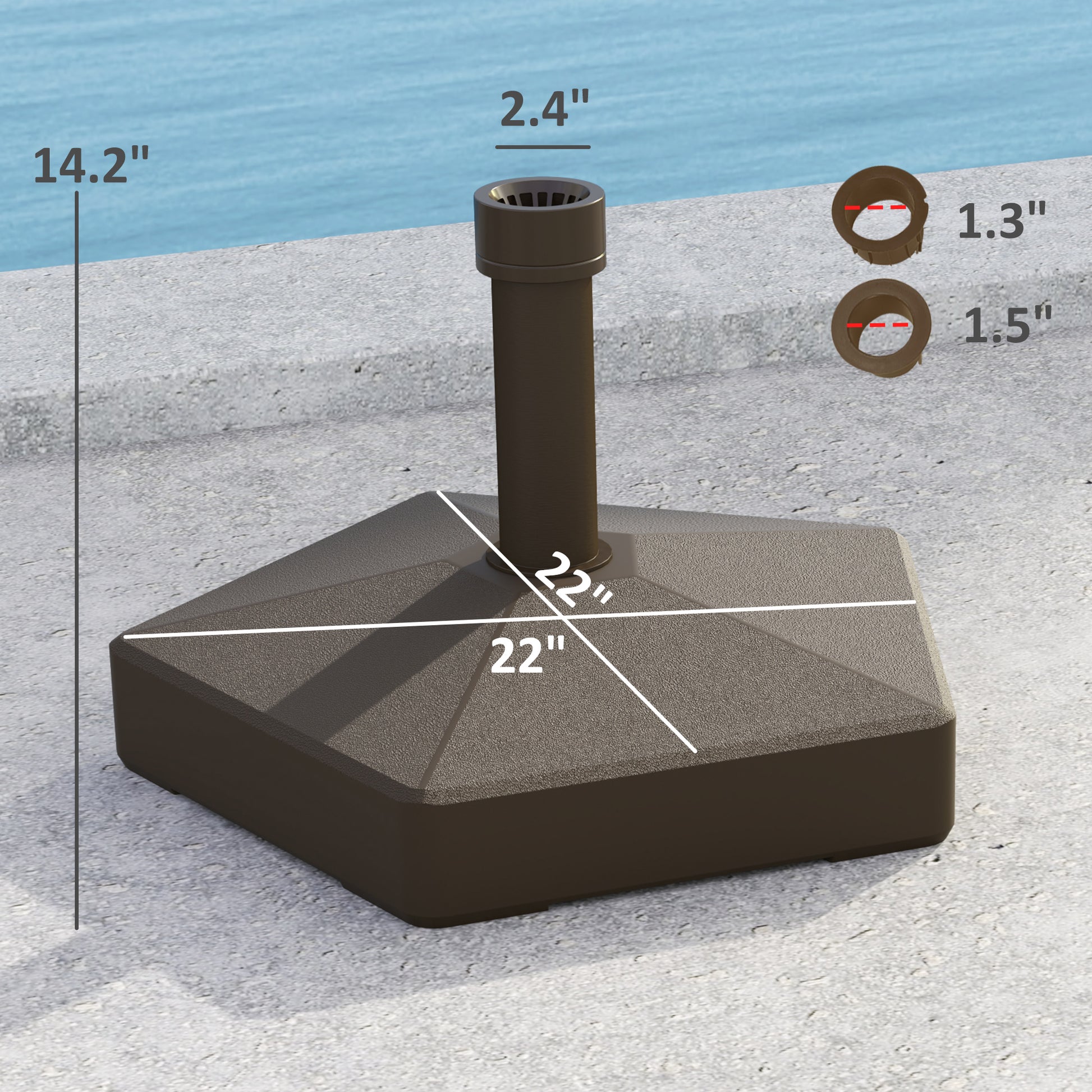Brown HDPE Patio Umbrella Base - 42lb Weight
