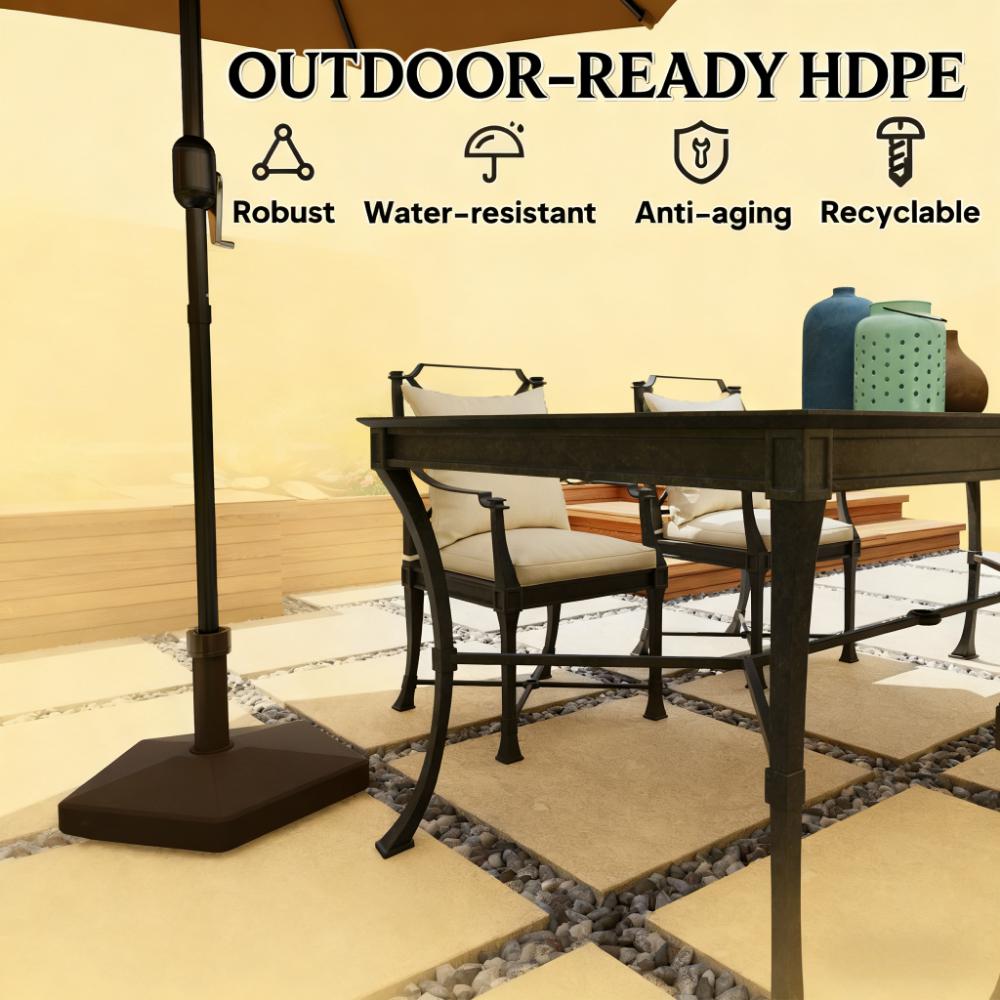 Brown HDPE Patio Umbrella Base - 42lb Weight