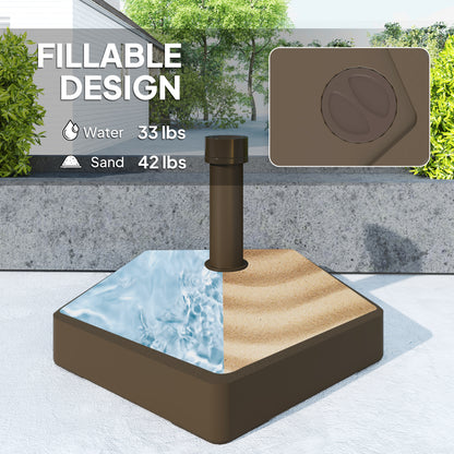 Brown HDPE Patio Umbrella Base - 42lb Weight