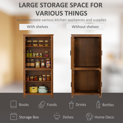 Oak Kitchen Pantry Cabinet - 5 Tier Adjustable Shelves for Living Room