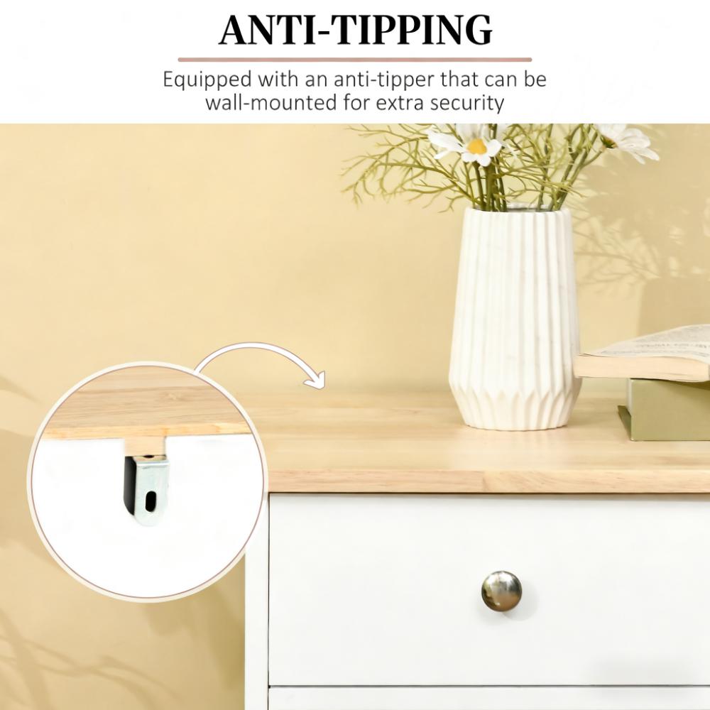White Buffet Cabinet with Adjustable Shelves & Storage Drawers